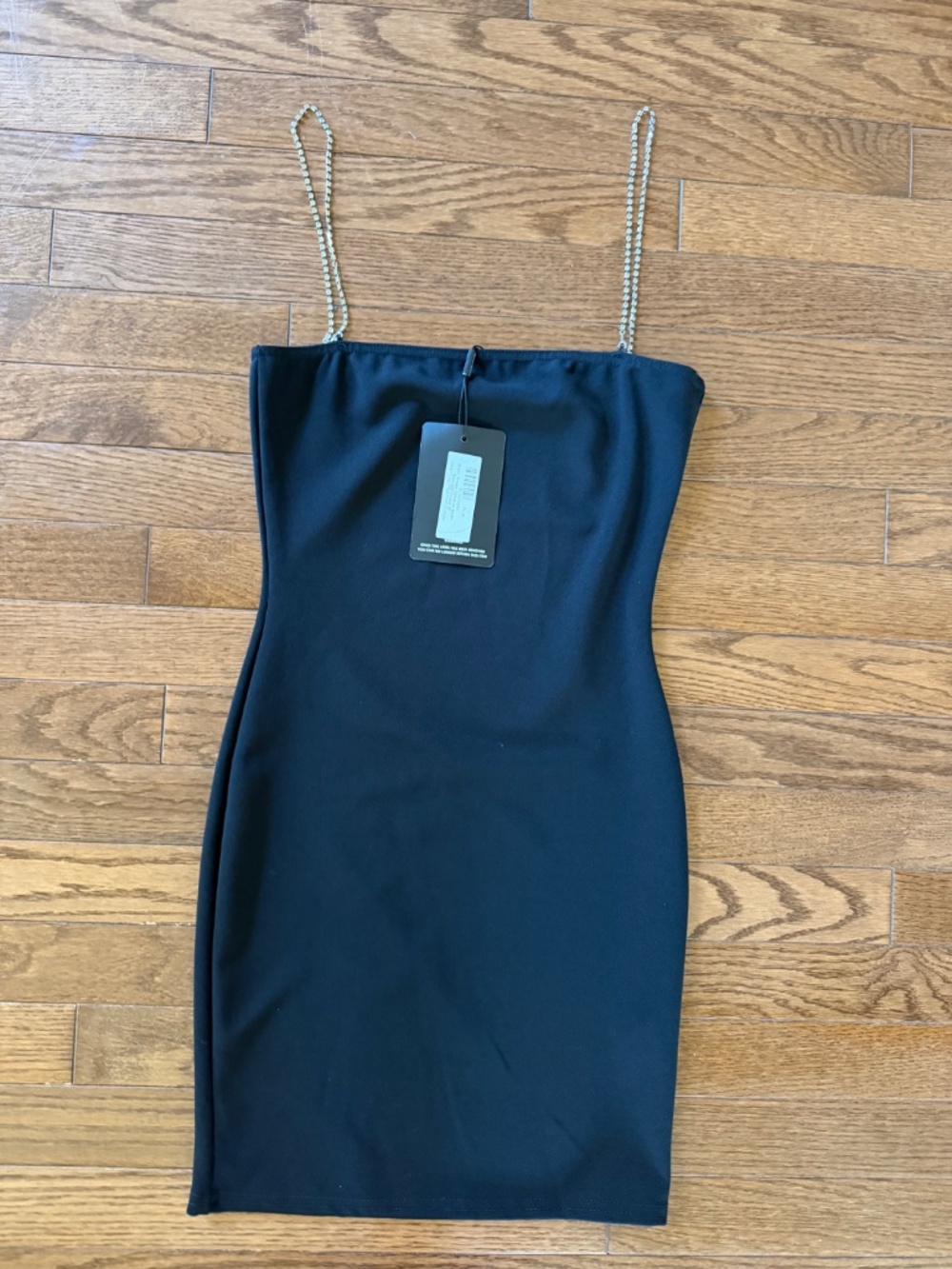 PrettyLittleThing Black Diamonte Strap Bodycon Mini Dress NWT US 2